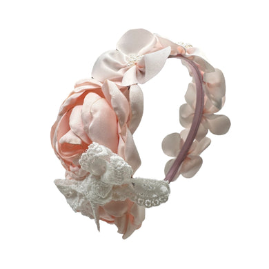 Diadema Flores Beige