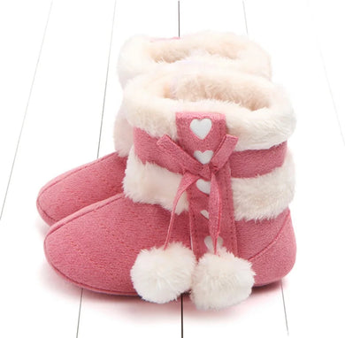 Botas Rosa Fuerte con Borlas Beige