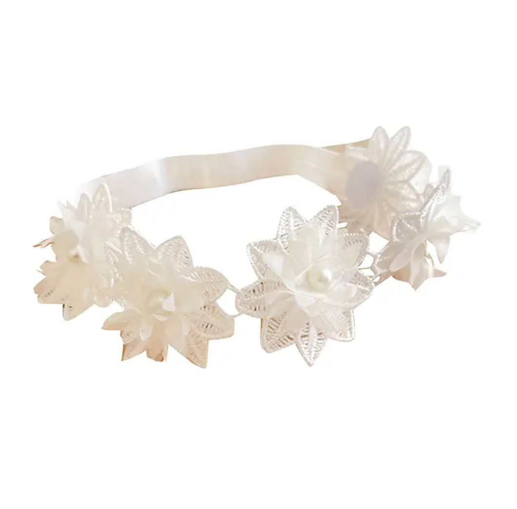 Banda Flores de Encaje y Perlas