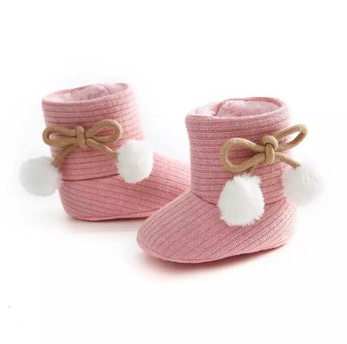 Botas Rosa Borlas Blancas
